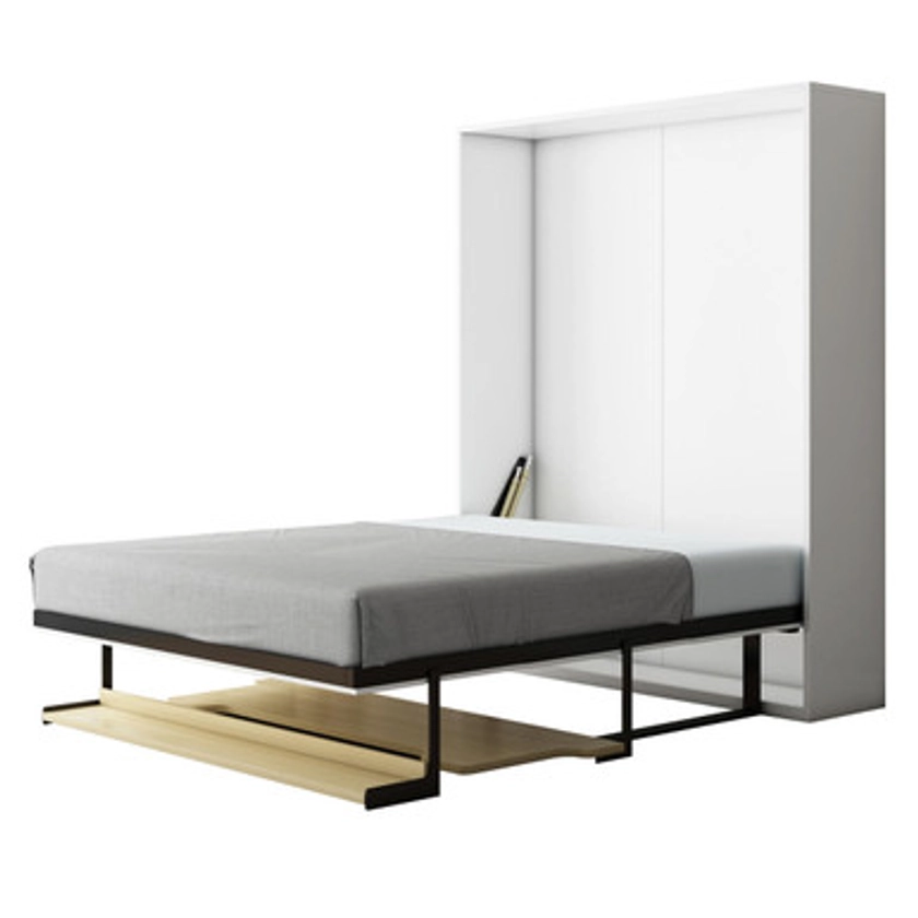 Logan Queen Space Saving Foldout Wall Bed with Desk - White