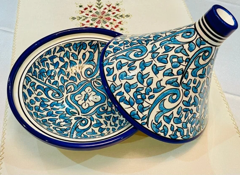 Hand-Painted Moroccan Tagine, Cooking & Serving Pot, Handmade Tagine For Your Kitchen, Pottery Tajine, Ceramic Kitchenware, kitchen utensils