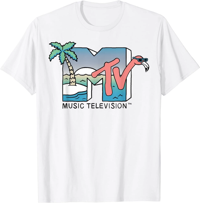 Amazon.com: MTV Beach Island Flamingo Logo Vintage Graphic T-Shirt T-Shirt : Clothing, Shoes & Jewelry