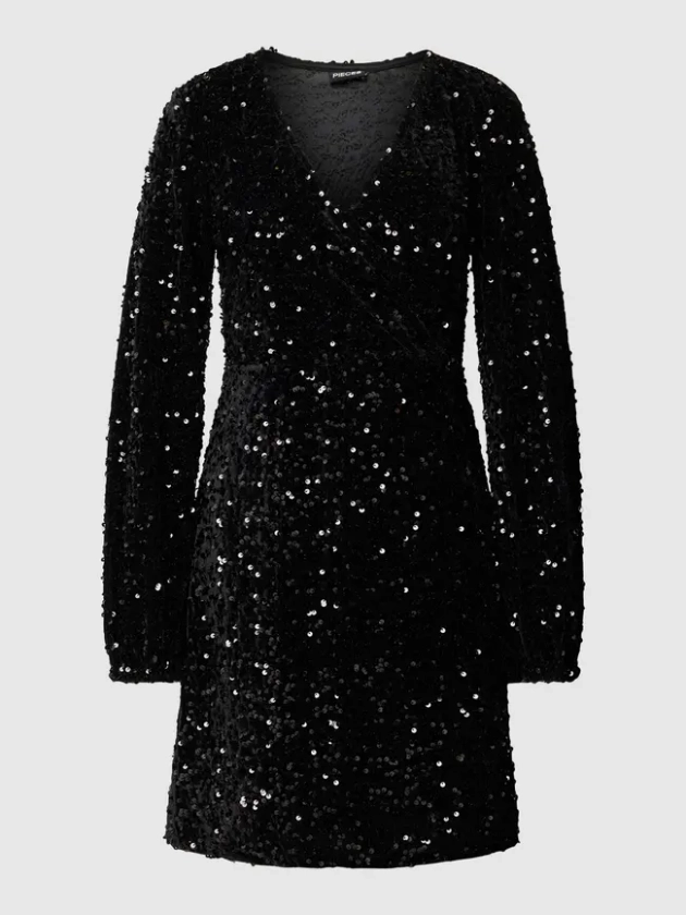 Pieces Mini-jurk met pailletten, model 'KAM' - Zwart