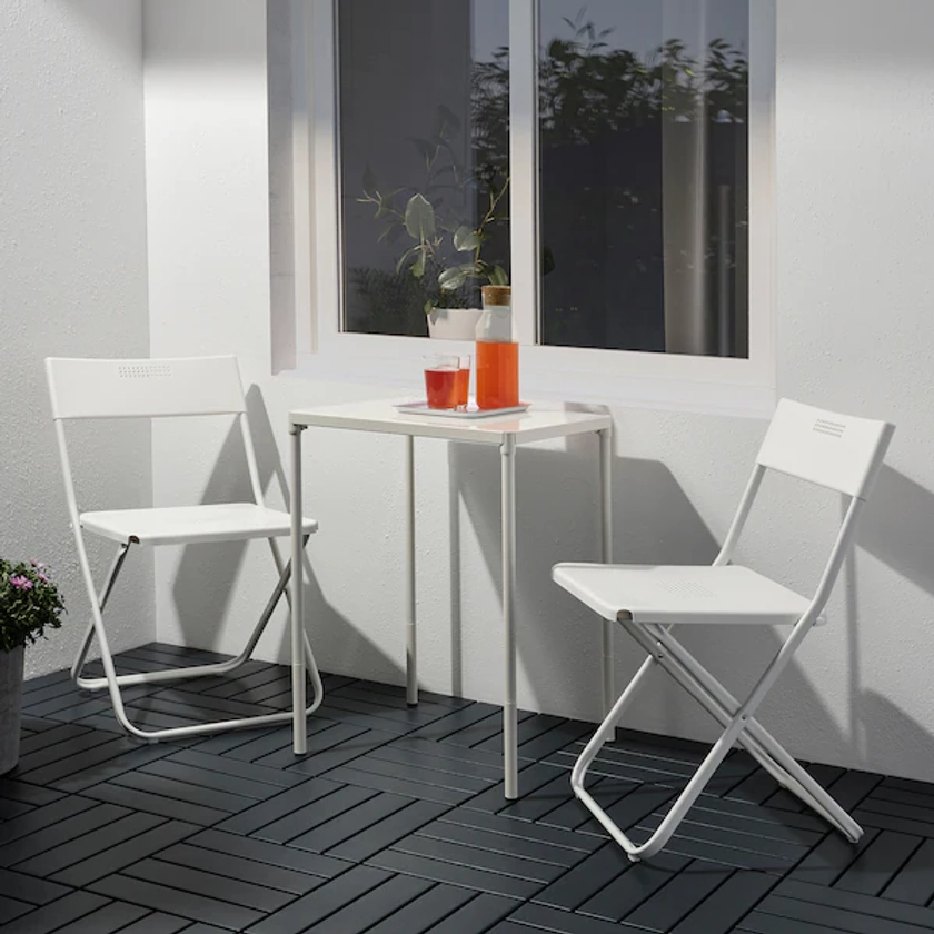 FEJAN table+2 chaises pliantes, extérieur, blanc/blanc - IKEA