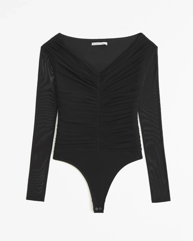 Women's Long-Sleeve Mesh V-Neck Bodysuit | Women's Tops | Abercrombie.com