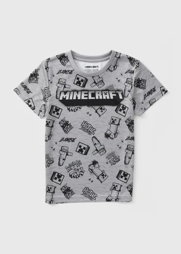 Minecraft Boys Grey Printed T-Shirt (4-12yrs)