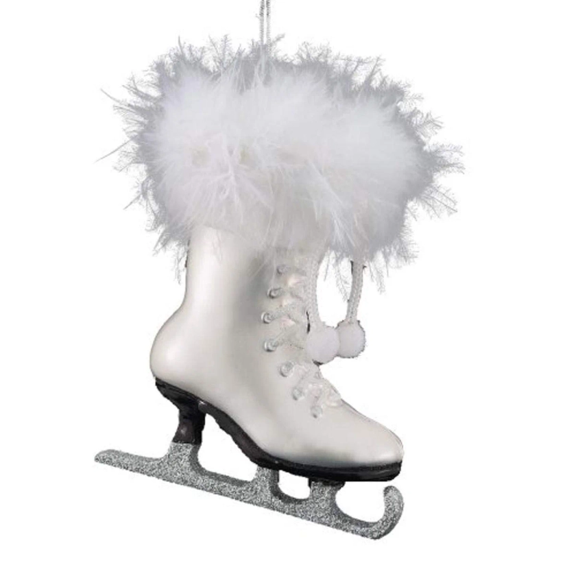 Noble Gems Kurt Adler 4-1/4-Inch Glass White Ice Skate Ornament