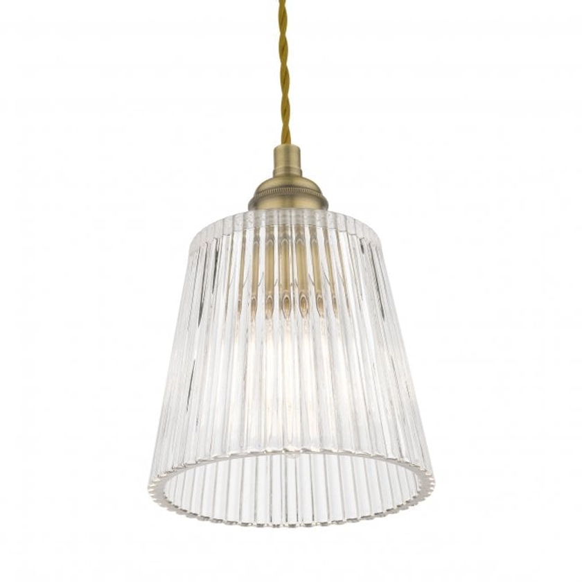 Callaghan Antique Brass & Ribbed Glass Pendant