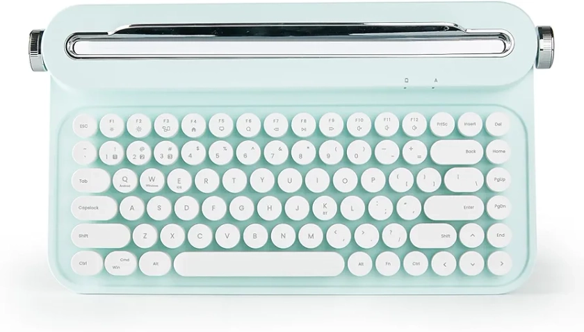YUNZII ACTTO B305 Wireless Typewriter Keyboard, Retro Bluetooth Aesthetic Keyboard with Integrated Stand for Multi-Device(B305, Sweet Mint)