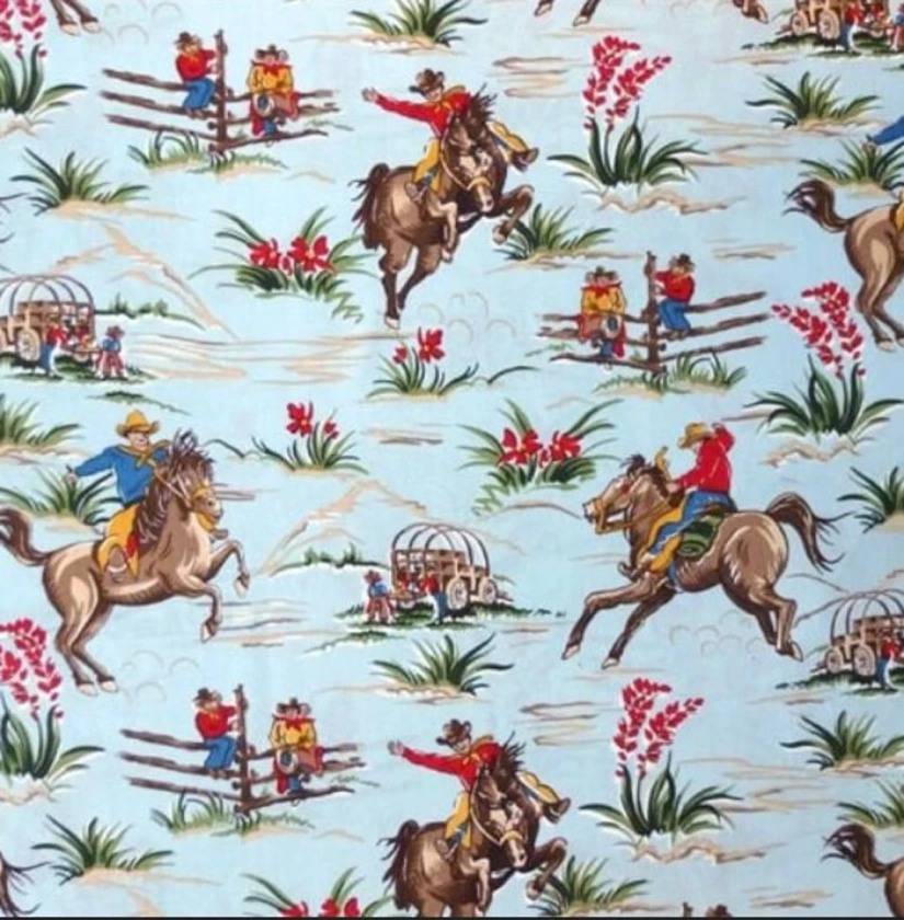 Retro Style Western Cowboy Fabric Barn Dandys by Robert Kaufman - Etsy UK