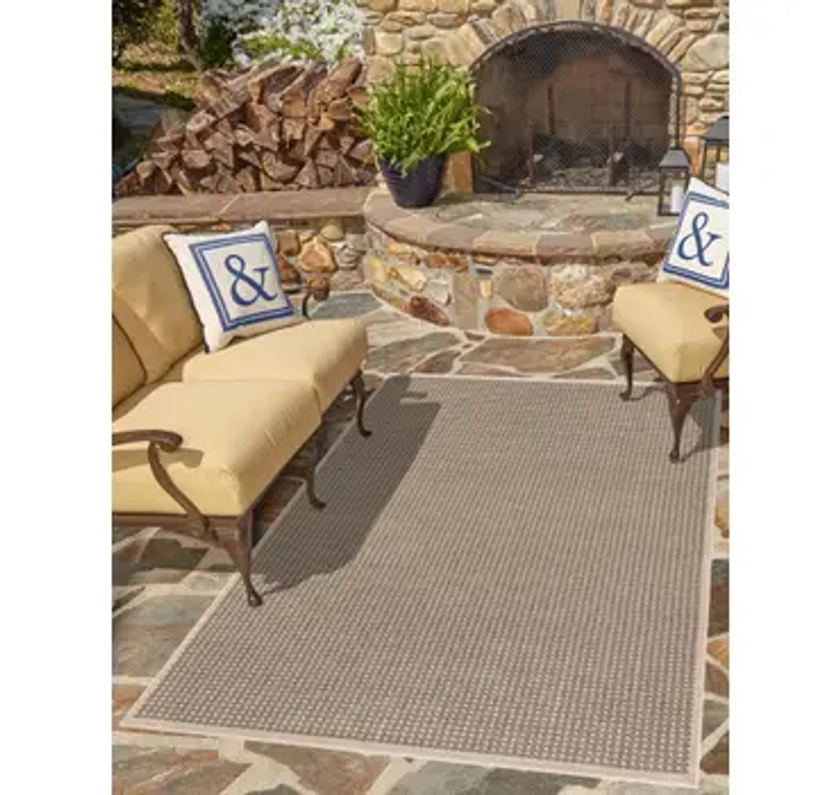 Brown 155cm x 245cm Border Indoor / Outdoor Rug | Rugs UK