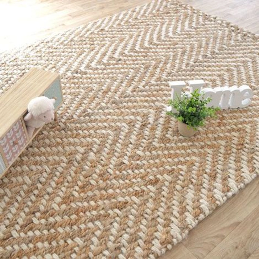 Tapis Chevrons 100% Jute - 120 x 170 cm