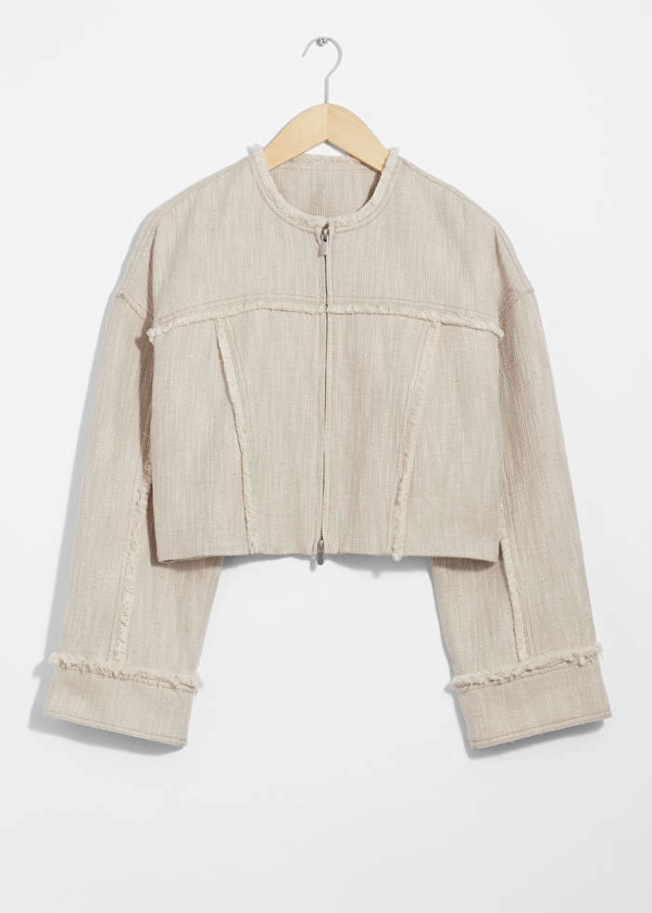 Frayed Linen-Blend Jacket - Beige - & Other Stories DE