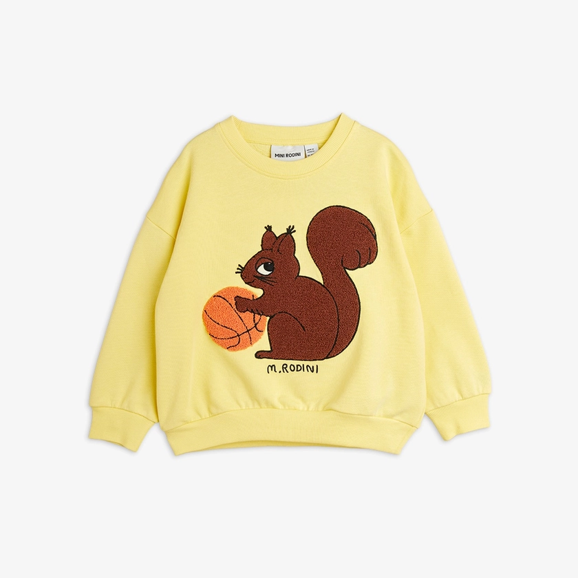 Squirrels Embroidered Sweatshirt Yellow