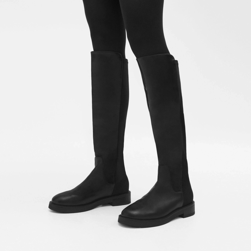 Leather Knee-High Pull-On Boot | Theory