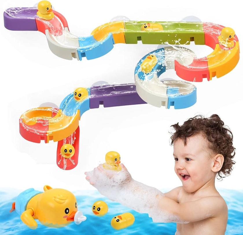 CUTE STONE Baby Bath Toys for Toddlers, Water Slide Building Track W/ Wind-Up Duck, Bathtub Toys for Kids, Water Pool Toys Gift for Boys Girls : Amazon.ca: Toys & Games