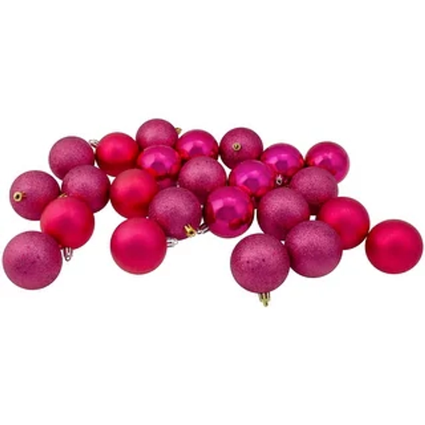 24ct Pink Shatterproof 4-Finish Christmas Ball Ornaments 2.5" (60mm) | Overstock.com Shopping - The Best Deals on Christmas Ornaments | 23533165