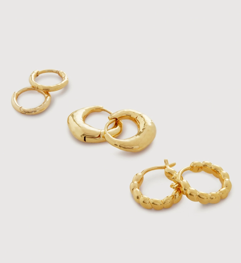 Nura, Siren and Deia Huggie and Mini Huggie Ear Stack | Jewellery Sets | Monica Vinader
