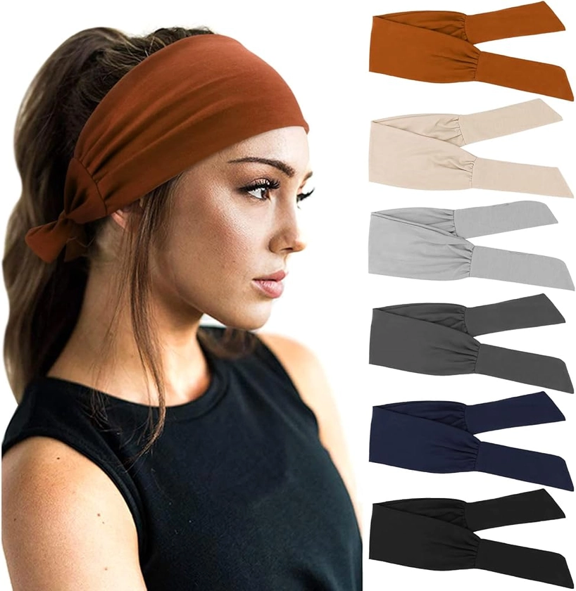 DRESHOW 6 Pièces Bandeau Cheveux pour Femme Yoga Courir Bandeaux Sport Entraînement Bandeaux Mignon Accessoire