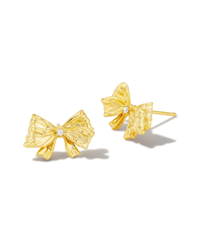 Kendra Scott x LoveShackFancy Gold Stud Earrings in White Crystal