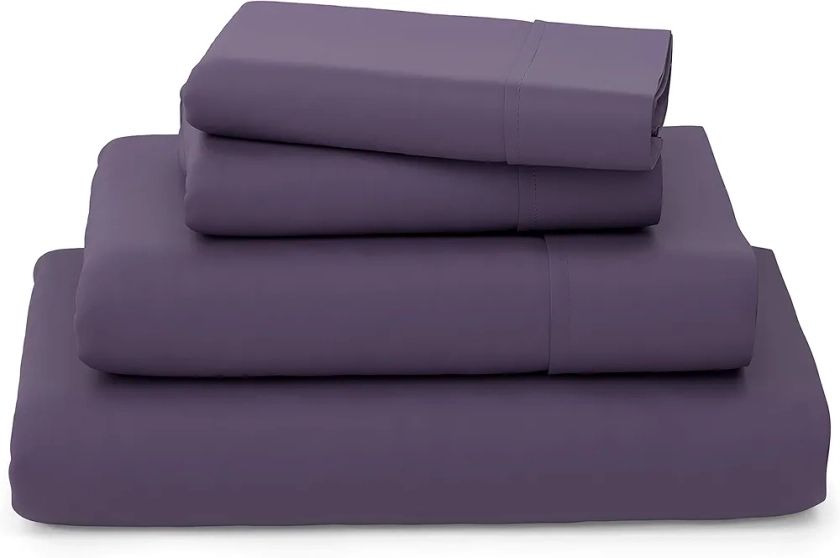 Cosy House Collection Luxury Bamboo Sheets - 4 Piece Bedding Set - Bamboo Viscose Blend - Soft, Breathable, Deep Pocket - 1 Duvet Cover, 1 Fitted Sheet, 2 Pillow Cases - Double, Purple