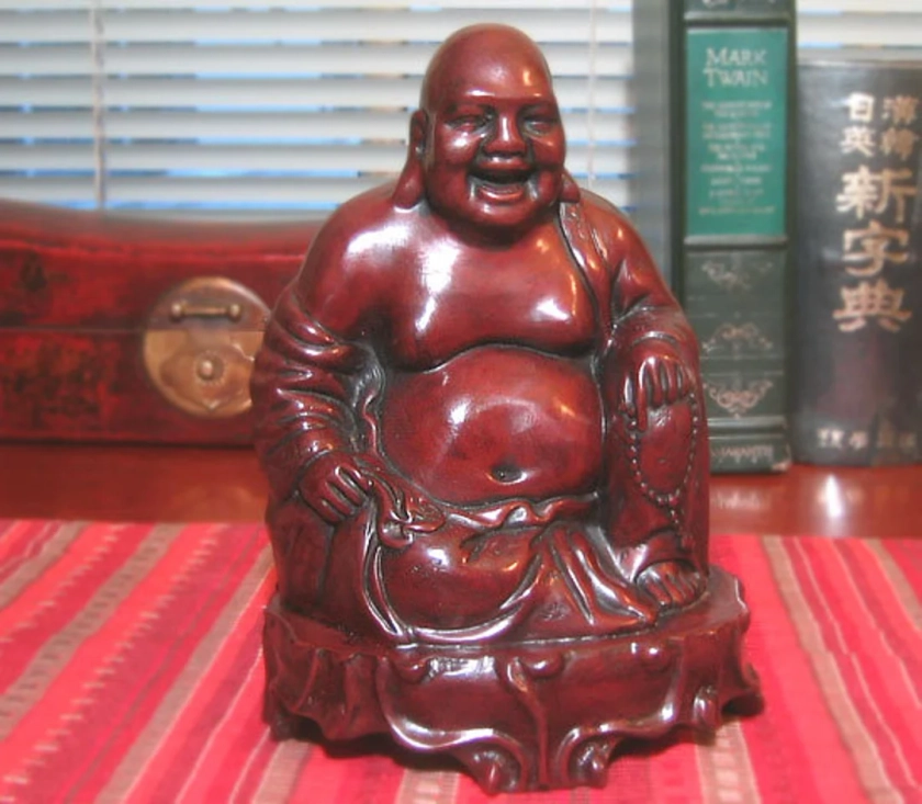 Sitting Laughing Buddha Figurine, 8" tal