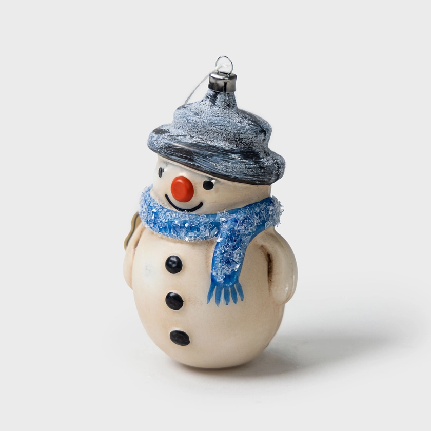 MAROLIN Glass Ornament, Large Snowman With A Scarf