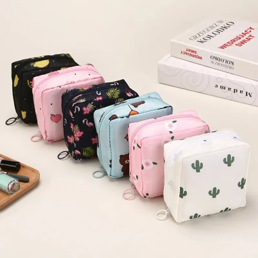 Sac de Rangement pour Serviettes Hygiéniques et Tampons pour Femme, Portable, Étanche, à Motif de Dessin Animé - AliExpress 