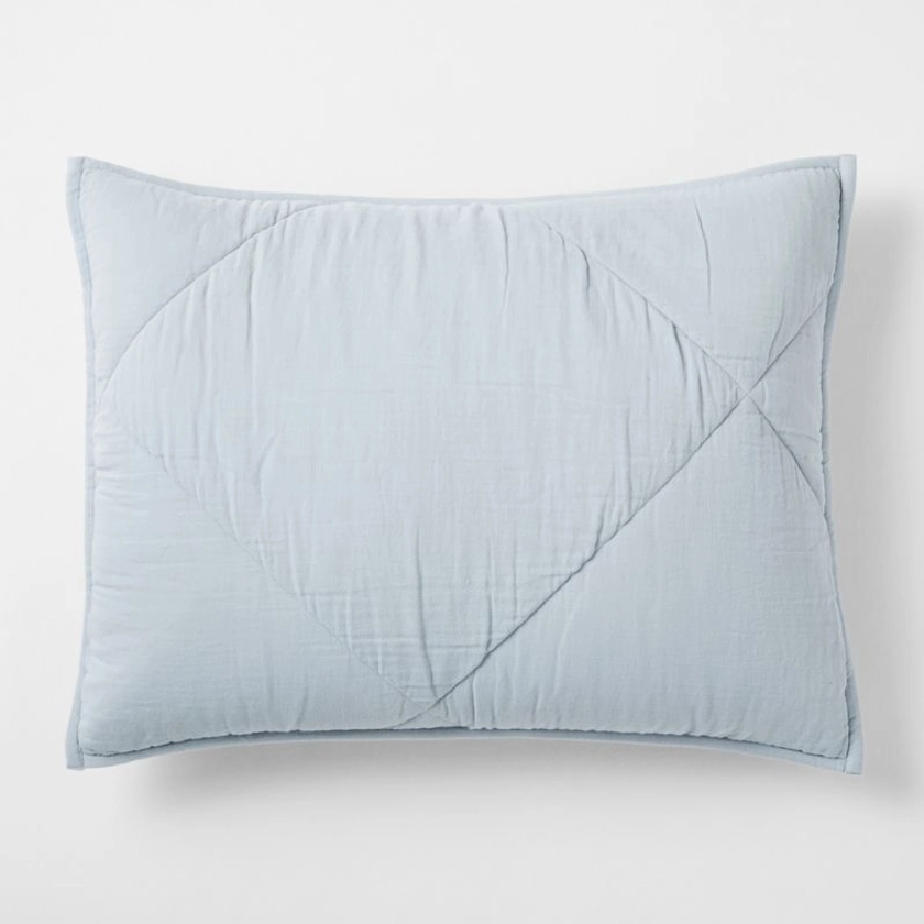 Supersoft Kids Mist Blue Gauze Cotton Quilted Pillow Sham + Reviews | Crate & Kids