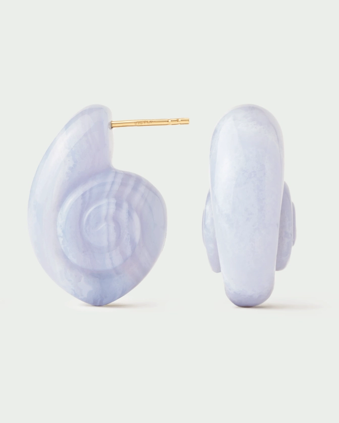 Boucles d'oreilles agate dentelle bleue Shell