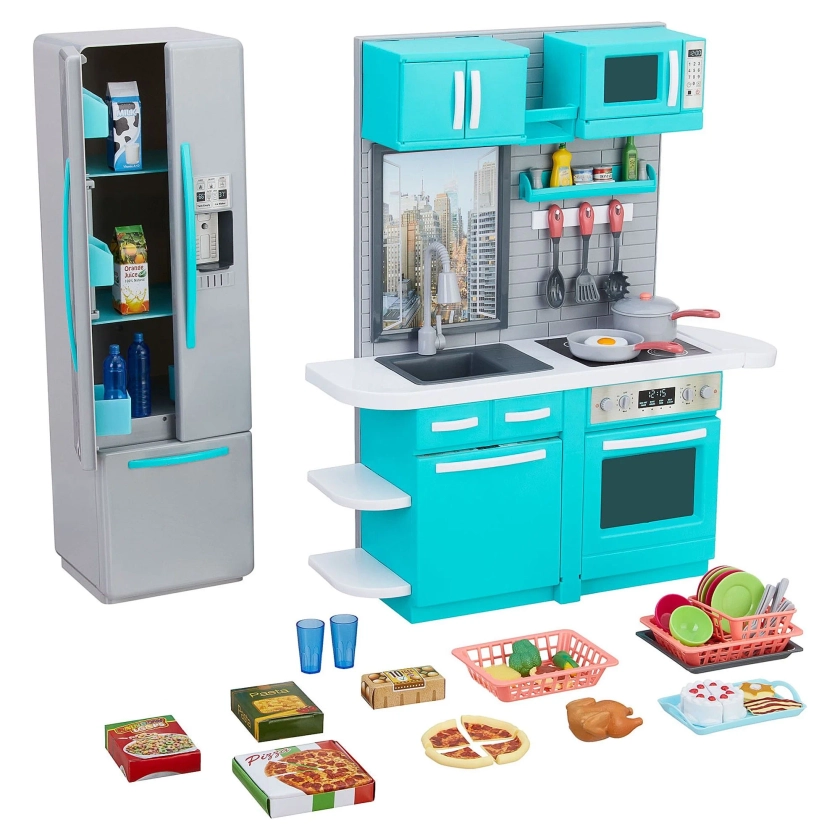 My Life As Full Kitchen Playset with Light & Sound for 18” Doll, Turquoise, Ages 5+