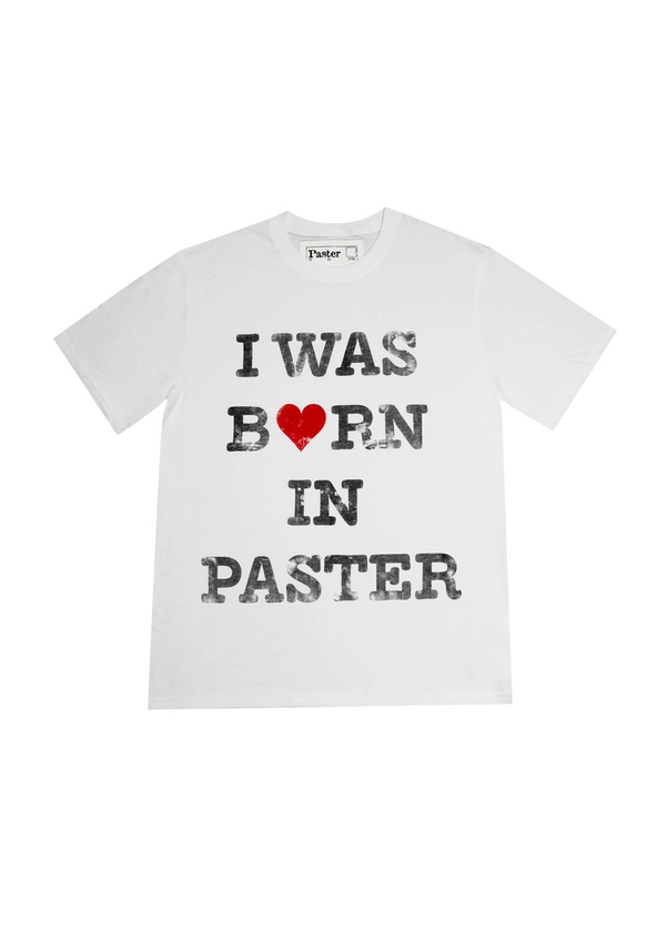 I WAS BORN IN MEN'S T-SHIRT, WHITE : PASTER
