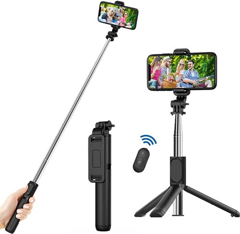 Perche Selfie Bluetooth avec Télécommande détachable Trepied Extensible Téléscopique pour iPhone Samsung Xiaomi Huawei Phonillico®