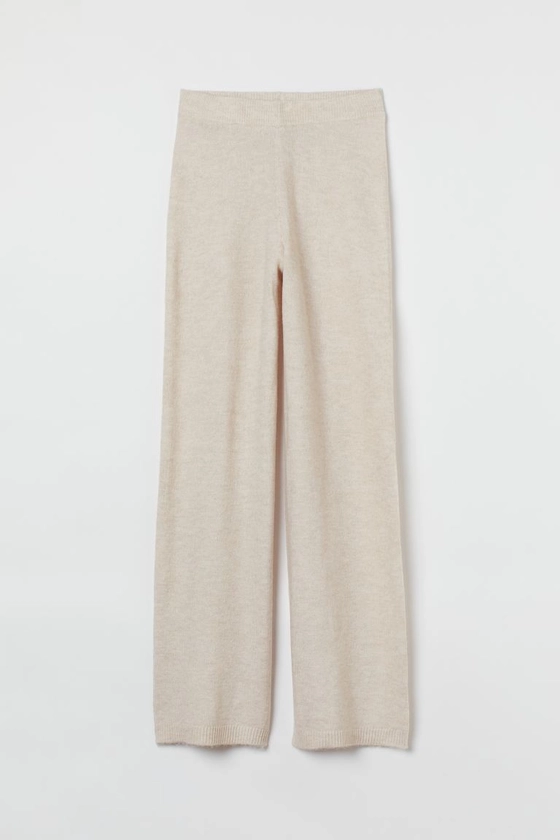 Pantalon en maille - Beige clair chiné - FEMME | H&M FR