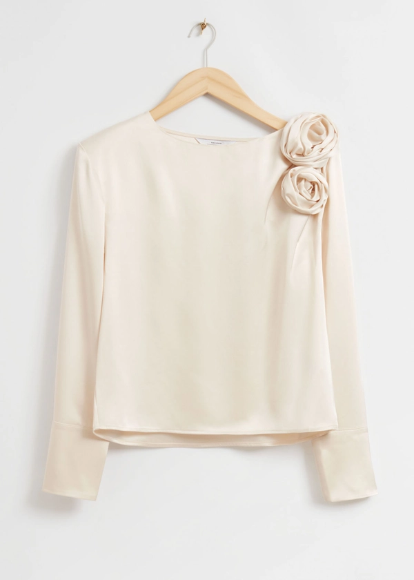Rose-Appliqué Blouse - Ivory - & Other Stories NL