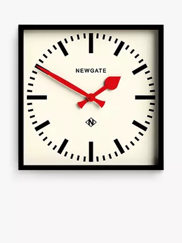 Newgate Clocks No. 5 Railway Quartz Square Wall Clock, 33.5cm, Black