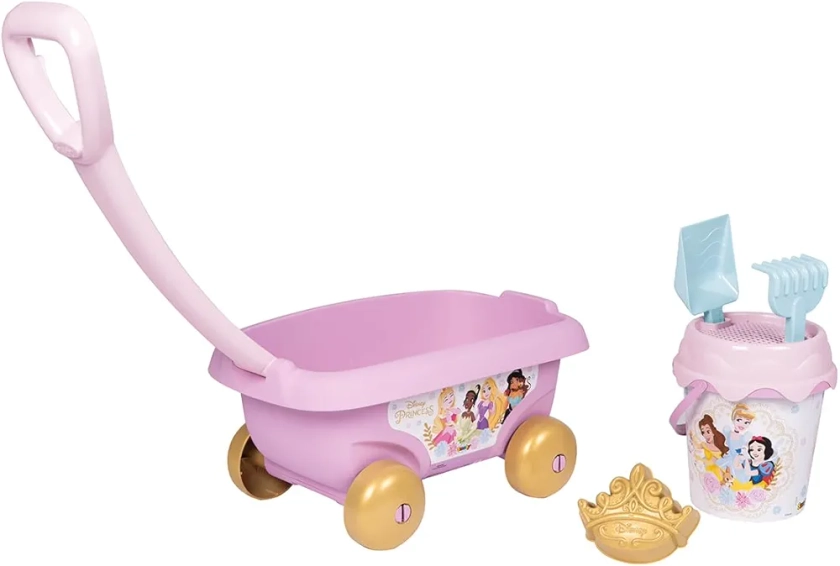 Smoby - Disney Princesses - Chariot de Plage Garni - Seau + Accessoires - Dès 18 Mois - 867023