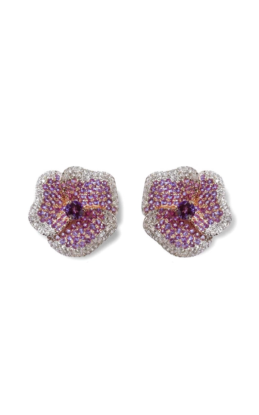 One of a Kind Bloom 18K Rose Gold, Diamond, And Amethyst Earrings