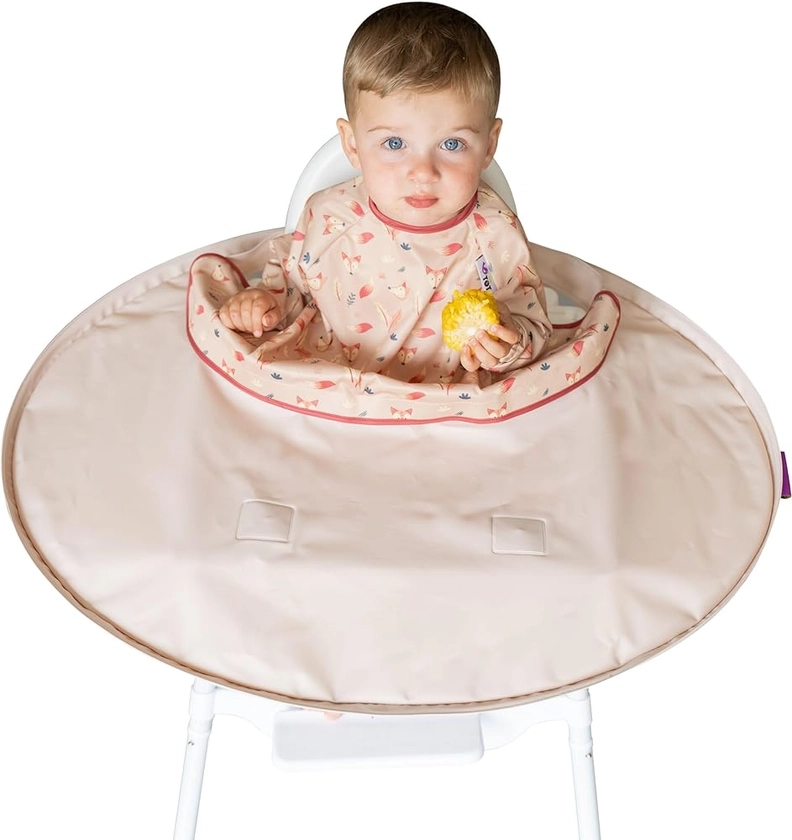 Tidy Tot®™ Kit Bavoir et Plateau. Plateau à Fixer à La Chaise Haute et Bavoir Manches Longues pour Bébé. Idéal Cadeau de Naissance pour L'alimentation des Bébés DME