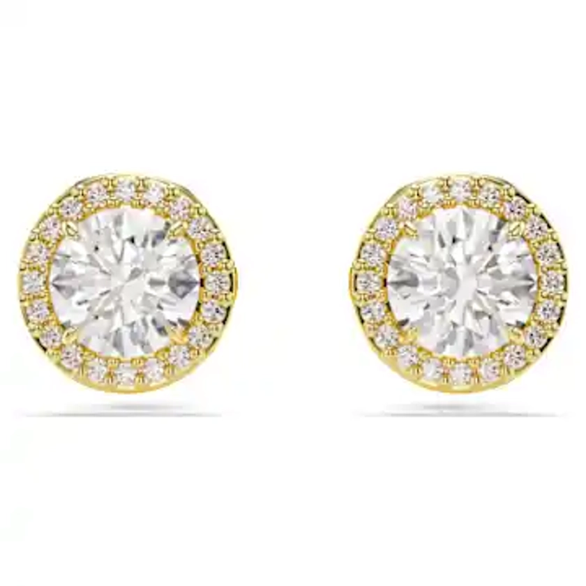 Una Angelic stud earrings, Round cut, Gold tone, Gold-tone plated by SWAROVSKI