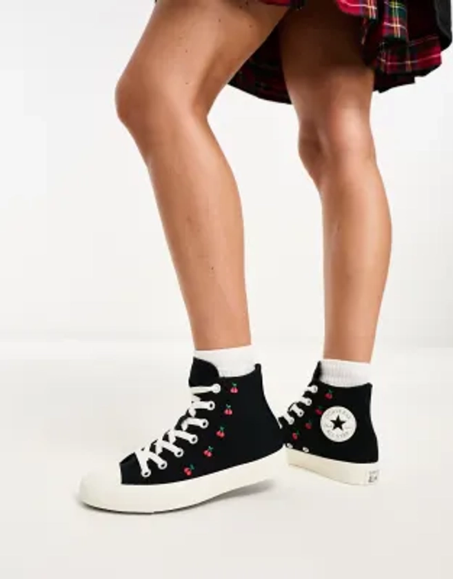 Converse Chuck Taylor All Star sneakers in black with cherry embroidery | ASOS