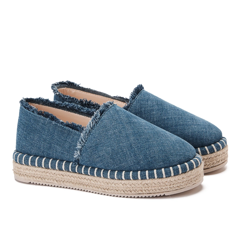 Achilles Women's Plain Fabric Espadrilles-Jeans