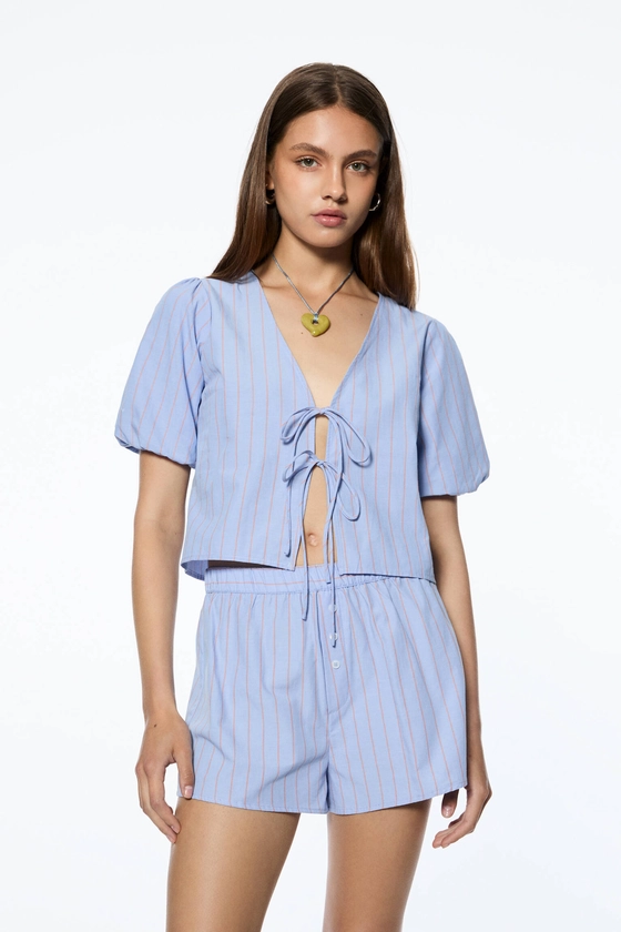 Striped blouse with bows - pull&bear