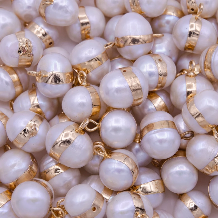 1x Genuine Pearl Charms, Round Potato White Pearl Gold Pendants 15 X 11 Mm Oval Bead Freshwater Pearls, Bracelets Necklace Jewelry P1850 - Etsy