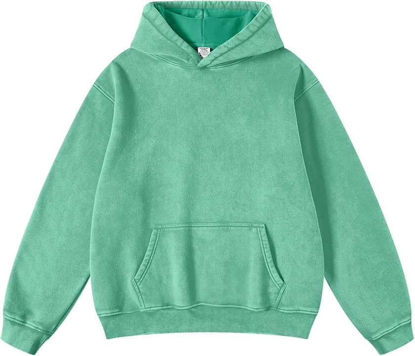 FAIABLE Womens Oversized Hoodie Couples Heavyweight Hoodies Vintage Acid Wash Hoodie Cotton Fleece Hoodies for Women College Streetwear Mint Green at Amazon Women’s Clothing store