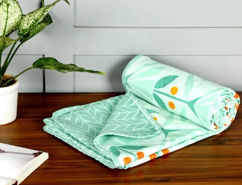 Buy BSB HOME Pure Cotton 120 GSM Reversible Soft Lightweight Printed Double Bed Blanket/AC Dohar/Skin Friendly Dohar-220x230 cm-Light Green Online at Low Prices in India - Amazon.in