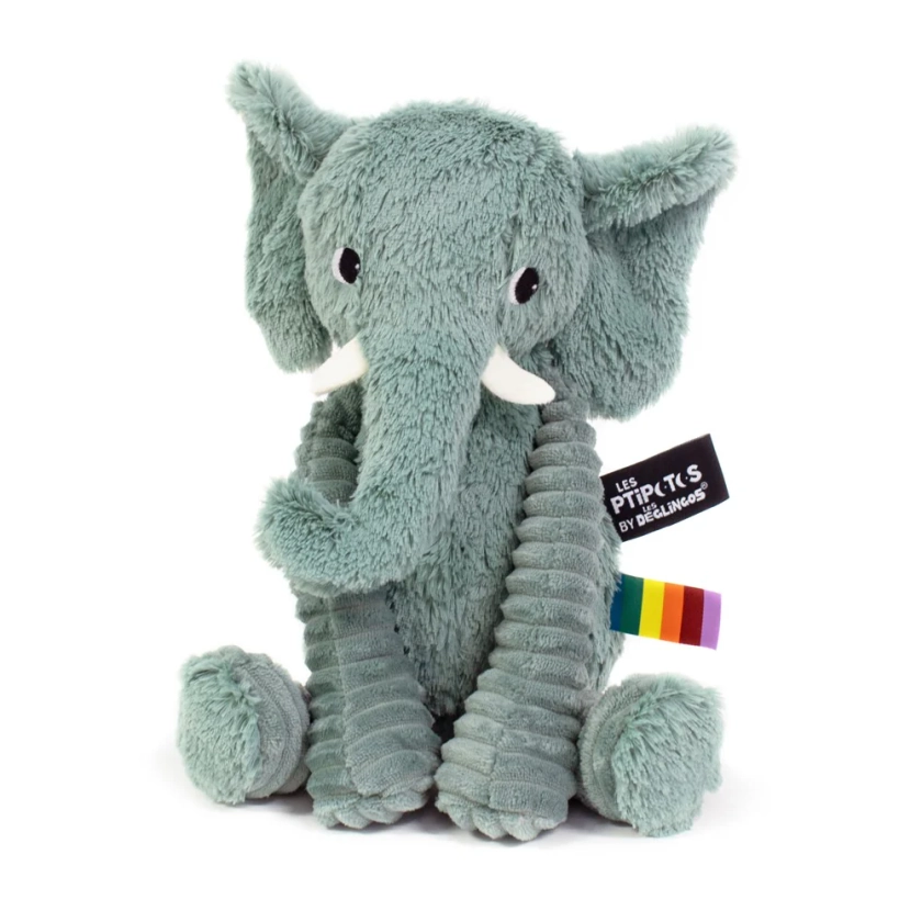 Peluche éléphant Dimoitou vert menthe - Les Ptipotos