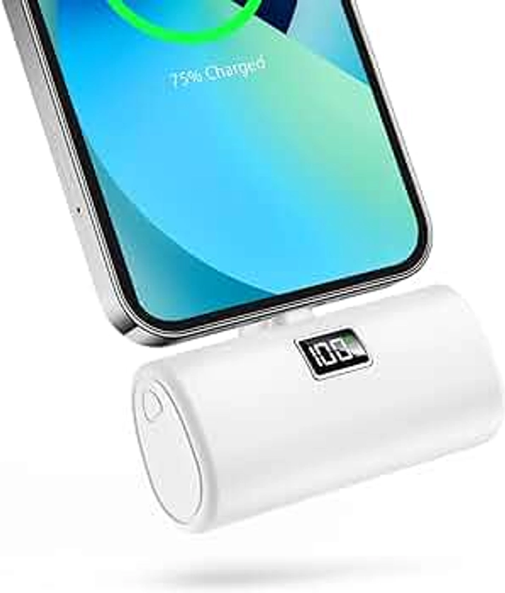 JEJILL Portable Charger for iPhone, 6000mAh Small Power Bank Fast Charging (20W), Mini Cute Portable Phone Charger Battery Pack for iPhone 14/14 Pro Max/14 Plus/13/12/11/X/8 - White