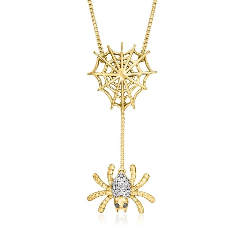 18kt Gold Over Sterling Spider Web Necklace with Diamond Accents