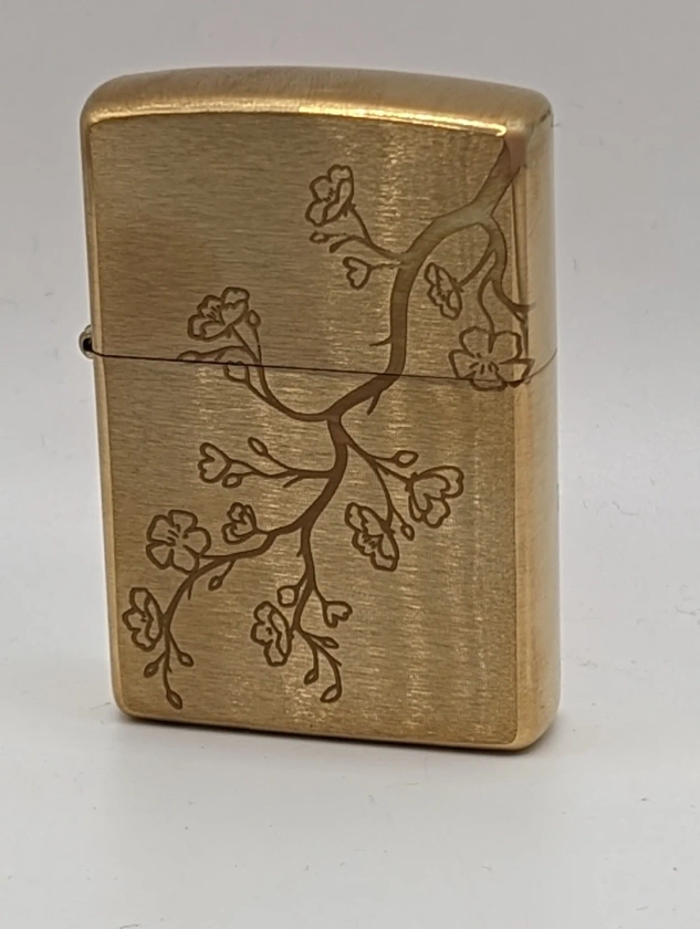 Cherry Blossom Beautiful Japanese Inspired Custom Laser Engraved Brass Zippo Lighter