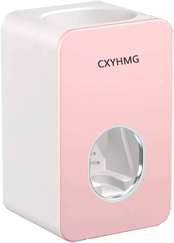 Toothpaste Dispenser, Automatic Toothpaste Squeezer Dispenser for Kids & Family Shower, is Wall Mount Bathroom Accessories with Super Sticky Suction Pad. (Pink)