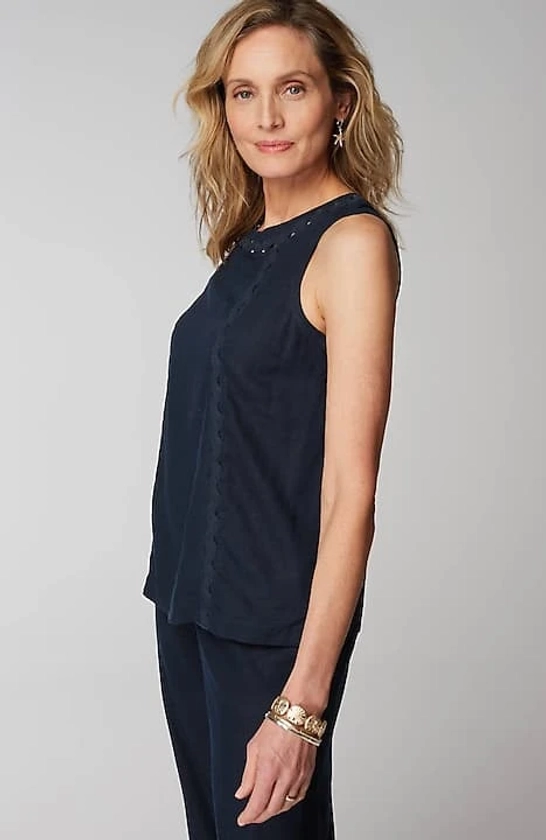 Linen-Blend Sleeveless Top | JJill