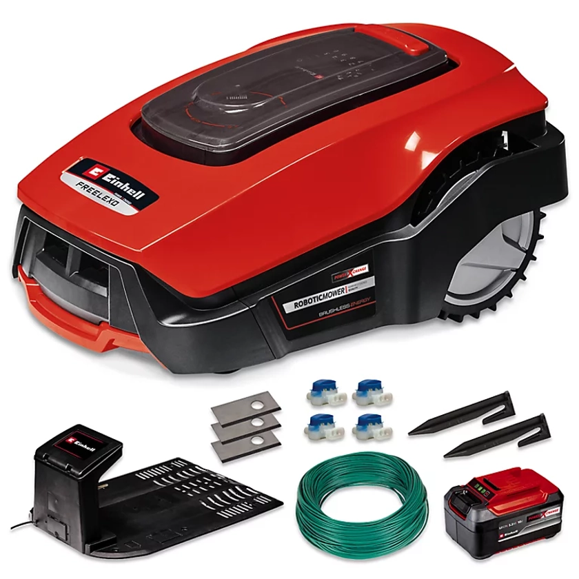 Einhell Power X-Change Robot Lawnmower 18V App Controlled FREELEXO 1200 LCD BT With Battery & Charging Station - For Large Gardens | DIY at B&Q